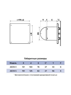 Вентилятор накладной AEON D125 обр.клапан MRH DICITI