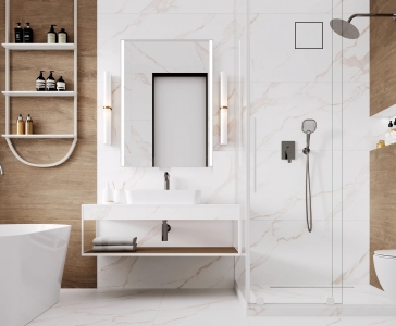 Решетка скрытого монтажа FoZa ПОД ПЛИТКУ 237х237 с вентилятором 125СНК, обратный клапан, таймер+датчик влажности, черная, d125мм