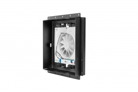 Решетка скрытого монтажа FoZa ПОД ПЛИТКУ 237х237 с вентилятором 125СНК, обратный клапан, таймер+датчик влажности, черная, d125мм